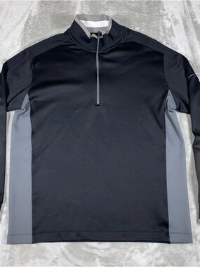 Nike Golf Mens Large Black and Gray Tour Performance 1/4 Zip Dri Fit pullover